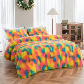 img 4 attached to SUCSES Rainbow Bedding Shaggy Comforter