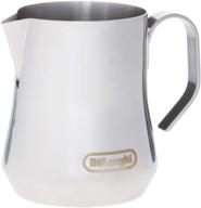 ☕ de'longhi 12 oz stainless steel milk frothing pitcher for espresso machine, barista tool for coffee cappuccino latte art, dlsc0 logo