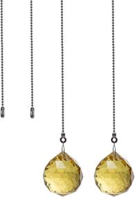 img 4 attached to Yellow Crystal Ceiling Fan Pull Chains Pack of 2 - 40mm Crystal Prism with Free Extension - Adjustable Length