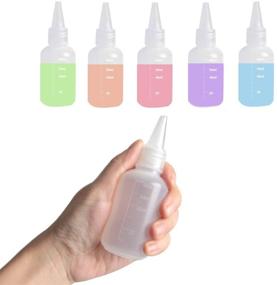 img 1 attached to Ira Pollitt 12 Pack 2oz Plastic Small Squeeze Bottles with Measurements and Cap Lids - Mini Empty Squirt Bottles for Crafts, Art, Glue with Bonus Funnel