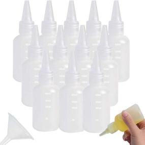 img 4 attached to Ira Pollitt 12 Pack 2oz Plastic Small Squeeze Bottles with Measurements and Cap Lids - Mini Empty Squirt Bottles for Crafts, Art, Glue with Bonus Funnel