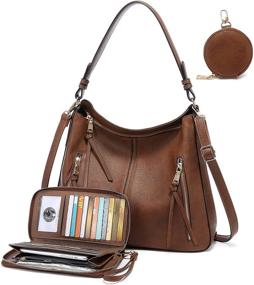 img 4 attached to Large Designer Hobo Bag for Women - Fashionable Bucket Purse in Faux Leather