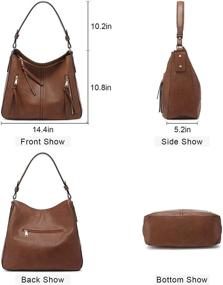 img 3 attached to Large Designer Hobo Bag for Women - Fashionable Bucket Purse in Faux Leather