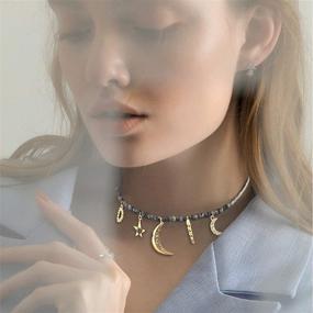 img 2 attached to Dainty Handmade Gold Choker with Layered Beads, Heart Charm and White Opal Accent - 14K Gold Fill Necklace by Fettero