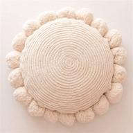 🌼 banilla bohemian round pillow cover: hand tufted 16-inch cotton decorative pillow with chunky textured poms – perfect boho throw pillow for bed or couch, natural white cover logo