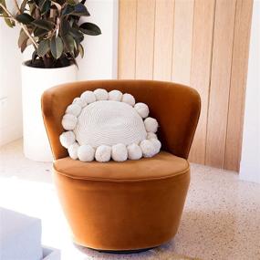 img 1 attached to 🌼 Banilla Bohemian Round Pillow Cover: Hand Tufted 16-inch Cotton Decorative Pillow with Chunky Textured Poms – Perfect Boho Throw Pillow for Bed or Couch, Natural White Cover