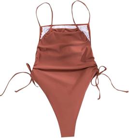 img 3 attached to SheIn Swimwear Drawstring Wireless Monokini Women's Clothing