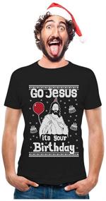 img 4 attached to 🎅 Tstars Go Jesus It's Your Birthday Sweater Style Ugly Christmas Men's Long Sleeve Shirt: A Festive & Stylish Celebration!