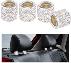 img 4 attached to 🚗 Enhance Your Car Interior with YINUO Car Headrest Collars – 4 Pack Crystal Charms for Auto Car Truck SUV Vehicle in Silver