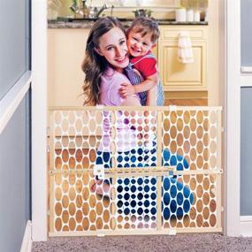 img 4 attached to Toddleroo by North States 42-Inch Wide Quick Fit Oval Mesh Baby Gate: Easy Installation with Memory Feature. Pressure Mount. Fits 26.5-Inch to 42-Inch Wide (23-Inch Tall, Sustainable Hardwood & White Oval Mesh)