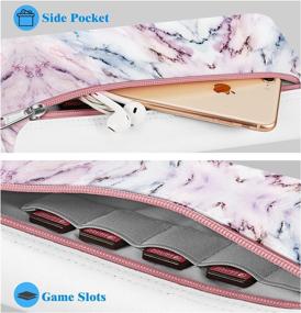 img 1 attached to 🎮 Fintie Carry Case for Nintendo Switch Lite 2019 - Portable Travel Bag Sleeve with Side Pocket, Game Card Slots, Holding Strap - Marble Pink