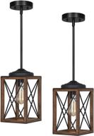 dewenwils farmhouse pendant light, set of 2 - metal hanging light fixture with wooden grain finish for kitchen island, bedroom, dining hall - adjustable 48 inch pipes for flat and sloped ceilings - etl listed логотип