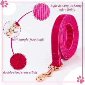 img 2 attached to 🐶 HiPeep Dog Collar and Leash Set | Adjustable Velvet Pet Collars for Small/Medium/Large Dogs | Elegant Design | Matching Leash Included | Roes-M