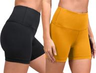 👖 90 degree by reflex high waist power flex yoga shorts - tummy control biker shorts 2 pack for women: ultimate comfort and style логотип