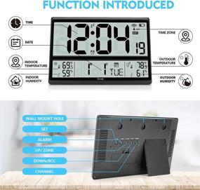 img 1 attached to 🕰️ DOVEET Atomic Clock with Jumbo Display - Easy-to-read 4.5" Numbers, Indoor/Outdoor Temperature & Humidity, Wireless Outdoor Sensor - Simple Setup