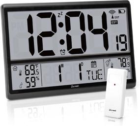 img 4 attached to 🕰️ DOVEET Atomic Clock with Jumbo Display - Easy-to-read 4.5" Numbers, Indoor/Outdoor Temperature & Humidity, Wireless Outdoor Sensor - Simple Setup