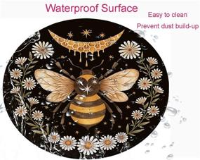 img 2 attached to 🐝 Round Bee Mouse Pad - Beautiful Floral Gaming Mouse Mat | Waterproof & Non-Slip Base | Office Home Laptop Travel | 7.9"x0.12" Inch