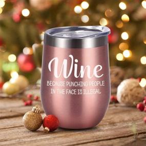 img 1 attached to 🌹 Rose Gold Stainless Steel Wine Tumbler with Lid and Straw - Funny Insulated Wine Tumbler Gift for Women, Mom, Friends, Nurse, Coworker, Aunt, Teacher (12 Oz)