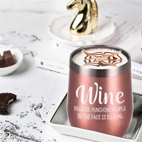 img 3 attached to 🌹 Rose Gold Stainless Steel Wine Tumbler with Lid and Straw - Funny Insulated Wine Tumbler Gift for Women, Mom, Friends, Nurse, Coworker, Aunt, Teacher (12 Oz)