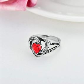 img 2 attached to 💍 Stunning Vintage Style Halo Heart Ring with Simulated Ruby Red Austrian Crystal in 925 Sterling Silver - Size 6-8