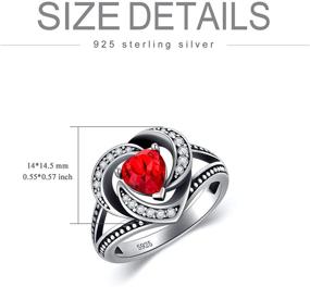 img 1 attached to 💍 Stunning Vintage Style Halo Heart Ring with Simulated Ruby Red Austrian Crystal in 925 Sterling Silver - Size 6-8