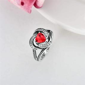 img 3 attached to 💍 Stunning Vintage Style Halo Heart Ring with Simulated Ruby Red Austrian Crystal in 925 Sterling Silver - Size 6-8