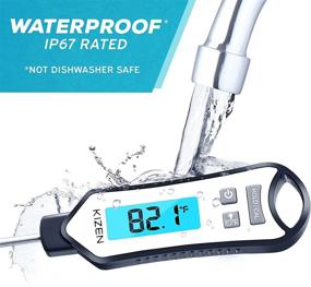 img 2 attached to Kizen IP109: The Ultimate Waterproof Meat Thermometer for Grilling, BBQ, 🌡️ and Cooking - Long Probe, Digital Instant Read, and Calibration Options (Black)