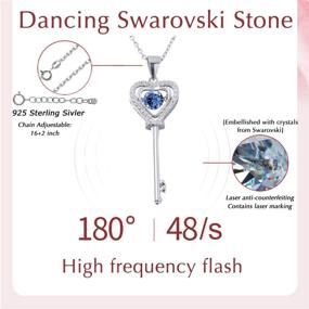 img 3 attached to 💖 XVX Beating Heart Key Necklace 925 Sterling Silver with White Gold Plated Cubic Zirconia Dancing Birthstone Pendant: The Perfect Forever Love Jewelry Gift for Women and Girls