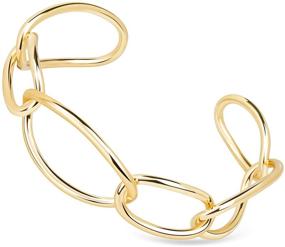 img 4 attached to Stylish Gold Circle Linked Bracelet: Large Link Chain Bangle for Women and Girls