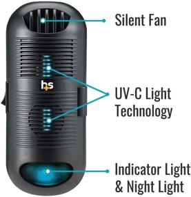 img 3 attached to 🌬️ Black HealthSmart Air Purifier & Sanitizer with UVC Ultraviolet Light - Cleans up to 300 sq. ft. - Pluggable, 1 Count