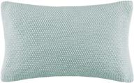 🔷 bree knit throw pillow cover in aqua, 12x20 - casual oblong decorative pillow for home décor логотип