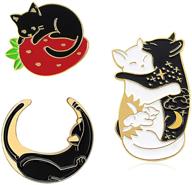 🐱 chamqueen 3pcs cute cartoon black cats brooch set - enamel lapel pins for clothing, bags, backpacks logo