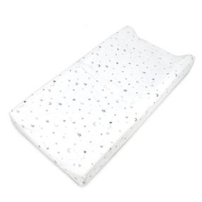 img 4 attached to 🌙 Grey Stars and Moon Changing Table Pad Cover - Soft, Breathable, 100% Natural Cotton Jersey Knit, Fitted Contoured Design for Boys and Girls - 17x35x5 Inch (1 Pack)
