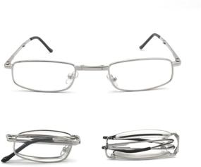 img 2 attached to 👓 Versatile & Stylish EYE ZOOM Reading Glasses Set: Compact Rectangular Metal Folding Frames with Hard Case - Designed for Comfortable Fit, Ideal for Men and Women - Black, Gunmetal and Silver, 3.00 Strength