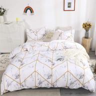 queen size white marble duvet cover set with gold geometric print - gray and gold marble texture design - includes 1 duvet cover and 2 pillowcases - white and gold bedding sets for queen bed logo