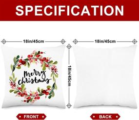 img 3 attached to 🎄 Whaline 18x18 Inches Set of 4 Christmas Pillow Cases - Merry Christmas Pillow Cover with Wreath, Xmas Tree, Truck, and Berry Design - Perfect for Home, Office, Sofa, Bed, and Christmas Party