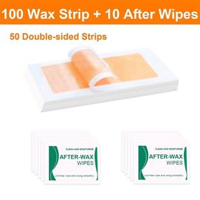 img 3 attached to 🪄 100-Pack Body Hair Removal Wax Strips for Women - Arms, Legs, Underarms, Eyebrows, Bikini, and Brazilian Areas - Quick & Painless Hair Remover - Includes 10 After-Wax Wipes