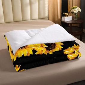 img 1 attached to Feelyou Botanical Floral Bedding Full Size Sunflowers Comforter Set: Vibrant Yellow Flowers Printed Quilted Duvet Set for Women Adults, in Elegant Black Design