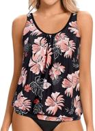 👙 stylish yonique blouson tankini swimsuit: the perfect printed women's clothing for summer logo