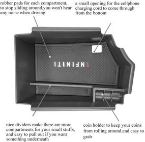 img 3 attached to Усовершенствуйте свой Infiniti QX50: премиум подлокотник с ящиком для хранения и вставкой для органайзера для моделей 2019-2022.