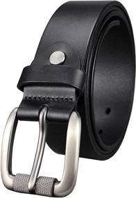 img 4 attached to 👔 Bullko Casual Leather Belt with Silver Buckle - Essential Men's Accessories