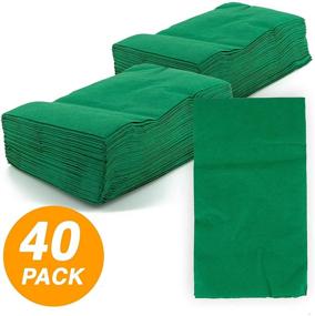 img 1 attached to 🎉 SparkSettings Big Party Pack Green Hand Towels - 40 Pack Decorative Guest Towels for Kitchen and Parties