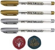 💌 wax seal pen set: yoption 4-piece metallic pens for elegant sealing of wedding invitations and decorative stamp designs logo