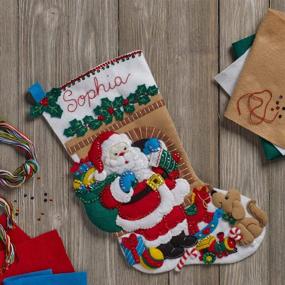img 3 attached to Bucilla 18-Inch Santa's Visit Felt Applique Stocking Kit