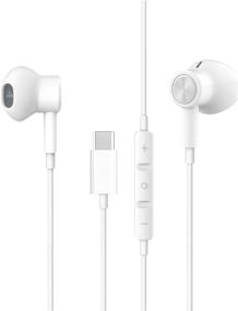 img 4 attached to 🎧 Premium Magnetic USB C Earbuds with Mic & Volume Control - Enhanced HiFi Stereo Type C Headphones for Pixel 3,2,XL, iPad Pro 2018, Sony XZ2, OnePlus 6T, MacBook (White)