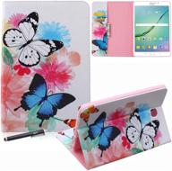 🦋 newshine samsung galaxy tab s2 8.0 case - premium pu leather folio cover with stand, card slots, and note holder for samsung galaxy tab s2 tablet (8.0 inch, sm-t710 t715) - beautiful butterflies design logo