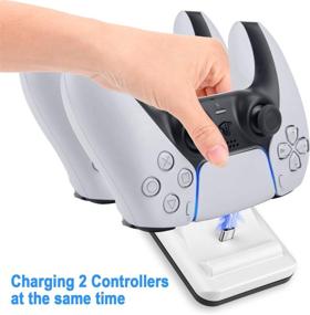 img 2 attached to 🔌 Efficient PS5 Charging Station with 2 Removable Type C Charging Port for Controllers - White by TechKen