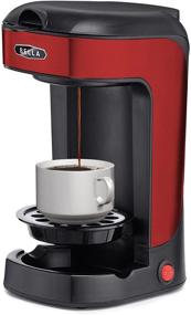 img 1 attached to ☕ BELLA Scoop One Cup Coffee Maker: Compact and Stylish Red & Stainless Steel Design