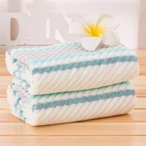 img 3 attached to Set of 2 Green Striped Hand Towels - Highly Absorbent 100% Cotton, Super Soft Hand Towel for Bathroom - Size: 13.4 x 29.5 Inch
