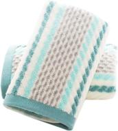 set of 2 green striped hand towels - highly absorbent 100% cotton, super soft hand towel for bathroom - size: 13.4 x 29.5 inch logo
